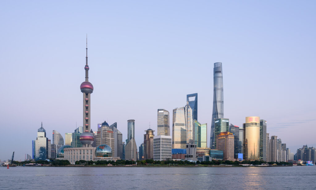 Pudong skyline rising across the Huangpu River in Shanghai