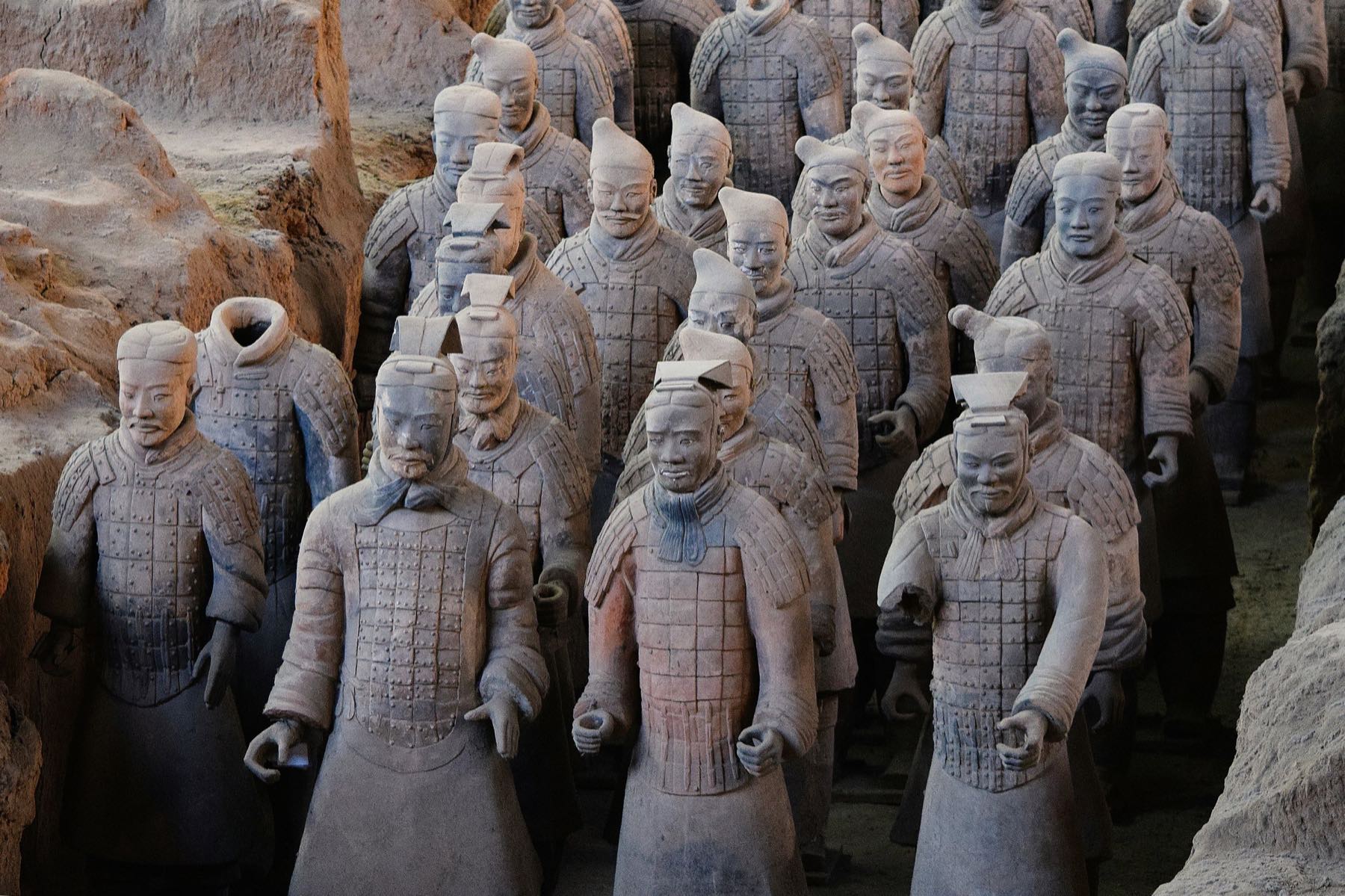 Rows of Qin dynasty Terracotta Warriors in Xi'an